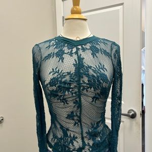 Free people ☮️ lace turquoise shirt